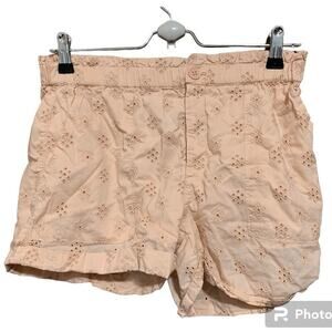 Aerie Women's Size Small Shorts Pink Cuffed Casual Eyelet Embroidery Cotton